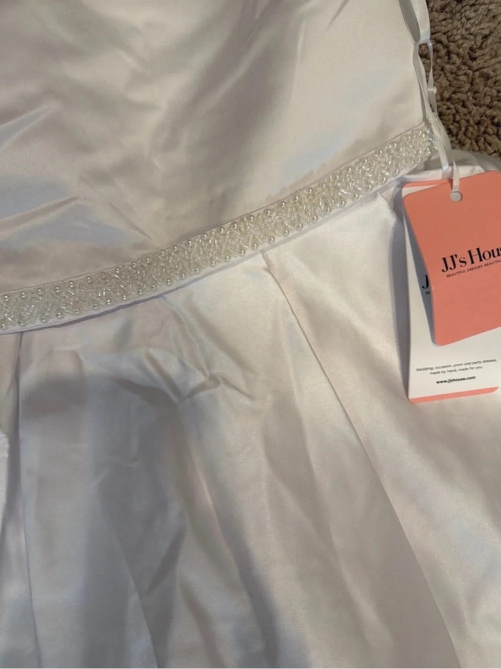 JJs House White Satin Girls' Formal Party Dress